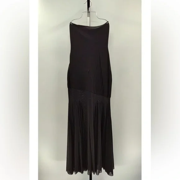 NWT - Lulus Compelling Elaris Mixed Media Black Strapless A-Line Maxi Dress - Picture 8 of 9
